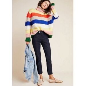 Anthropologie The Essential Slim Denim Skinny Trousers Split Hem Size 2